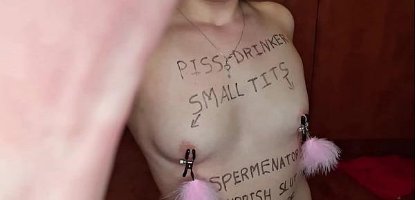  Worthless slut degrading herself | body writing | adult toys
